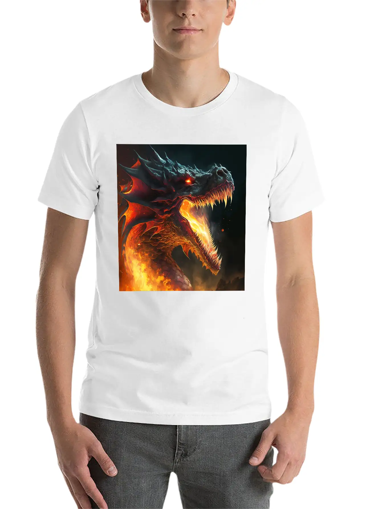 Inferno's Fury: The Dragon's Ascent Unisex Casual T-Shirt – Clean Design For Daily Comfort