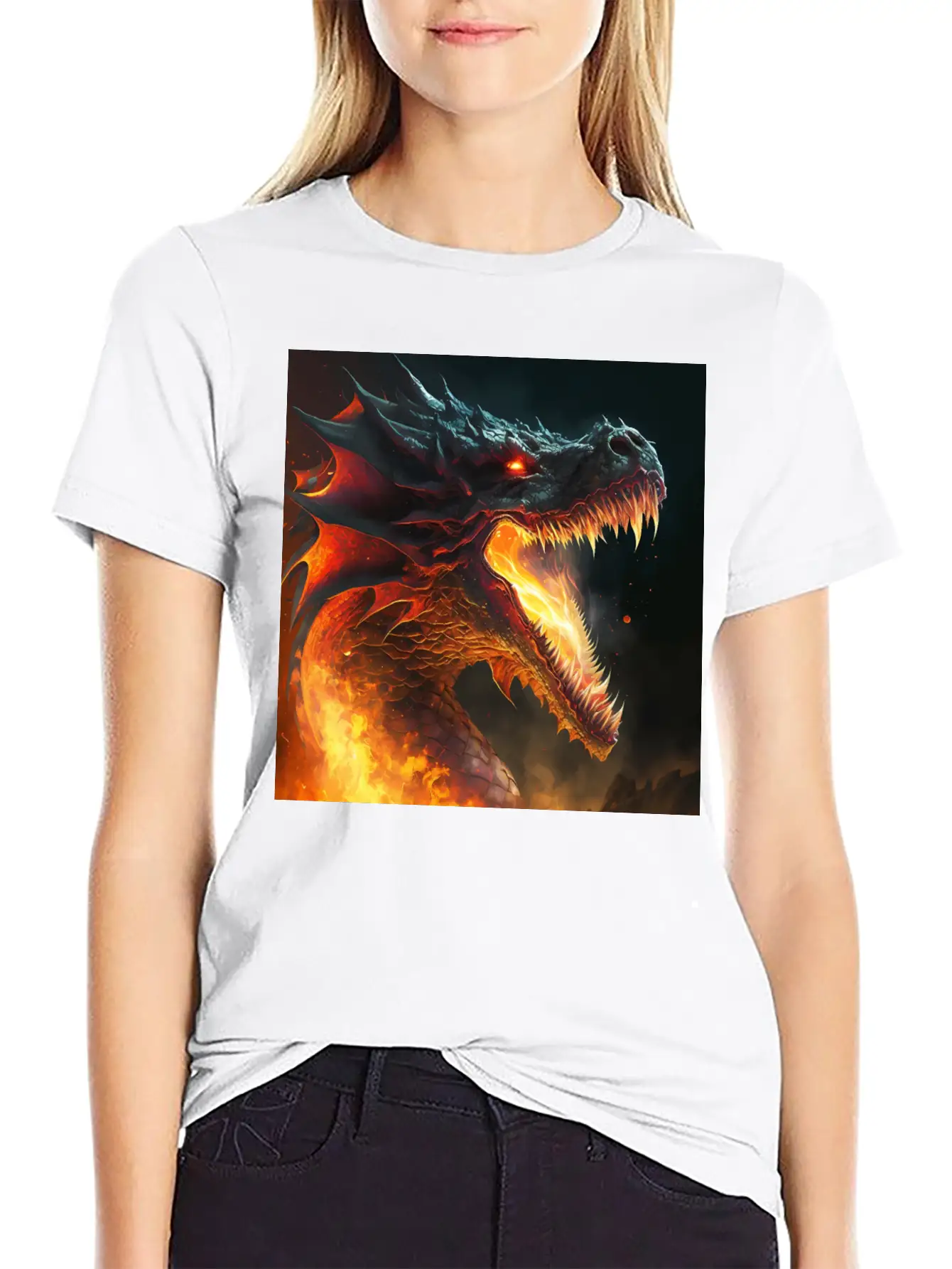Inferno's Fury: The Dragon's Ascent Unisex Casual T-Shirt – Clean Design For Daily Comfort