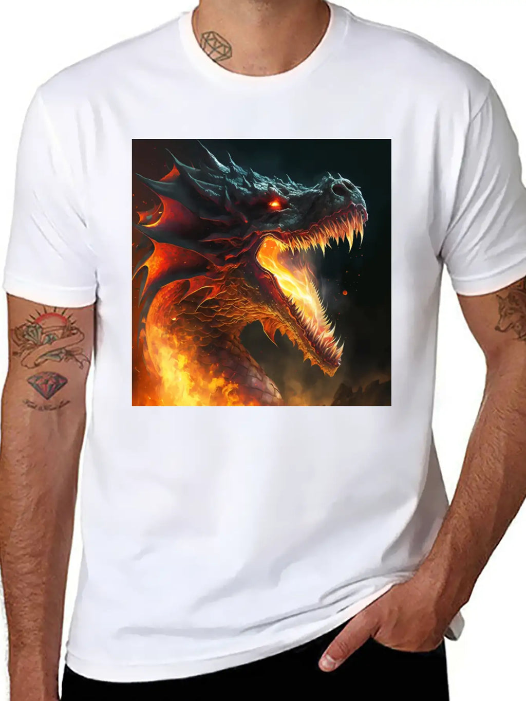 Inferno's Fury: The Dragon's Ascent Unisex Casual T-Shirt – Clean Design For Daily Comfort