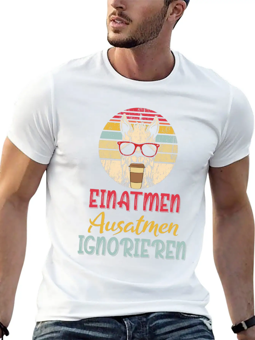 Inhale Exhale Ignore Llama With Coffee Mug Classic Cotton Tee – Unisex Comfort For Any Season