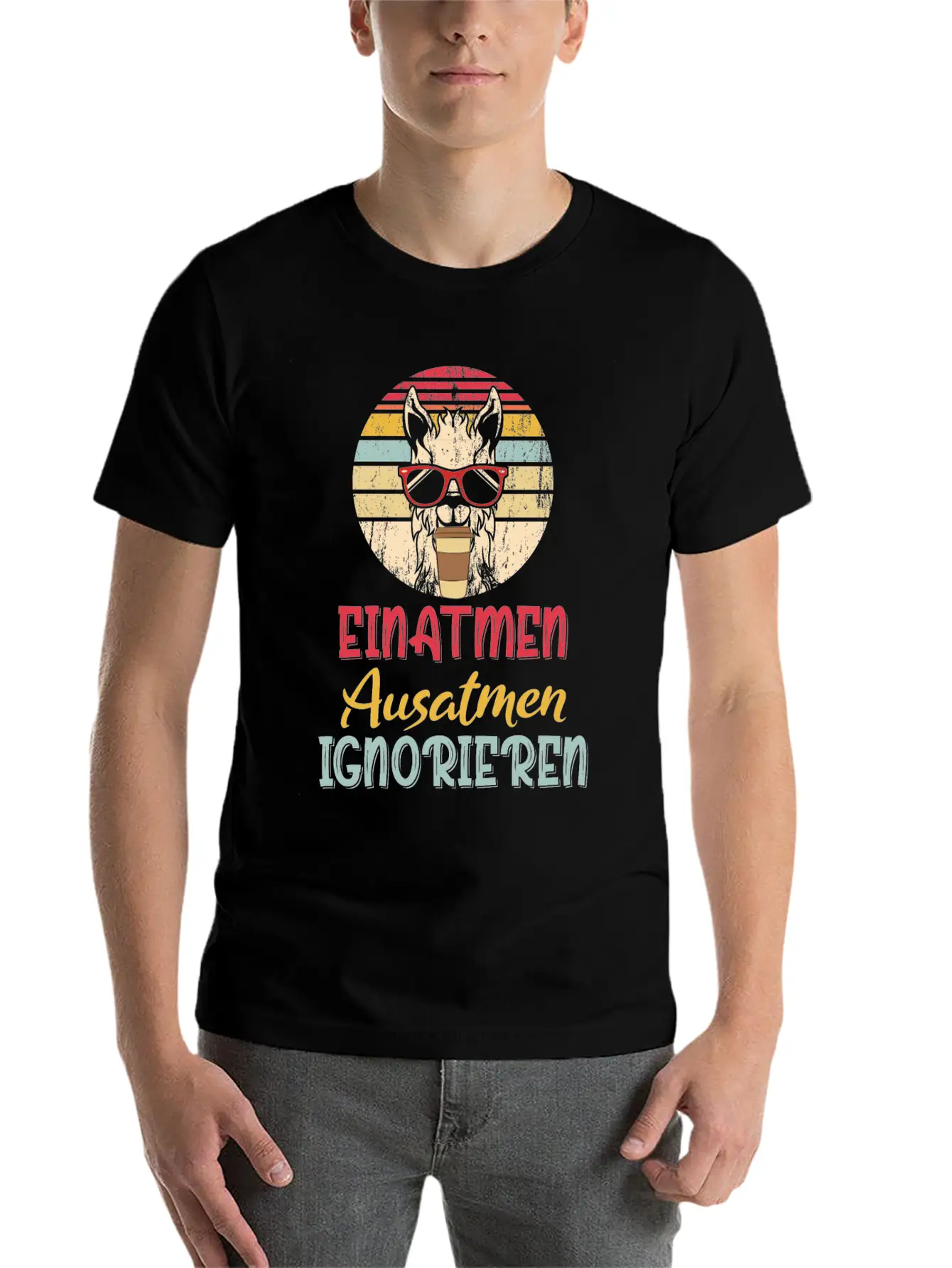 Inhale Exhale Ignore Llama With Coffee Mug Classic Cotton Tee – Unisex Comfort For Any Season