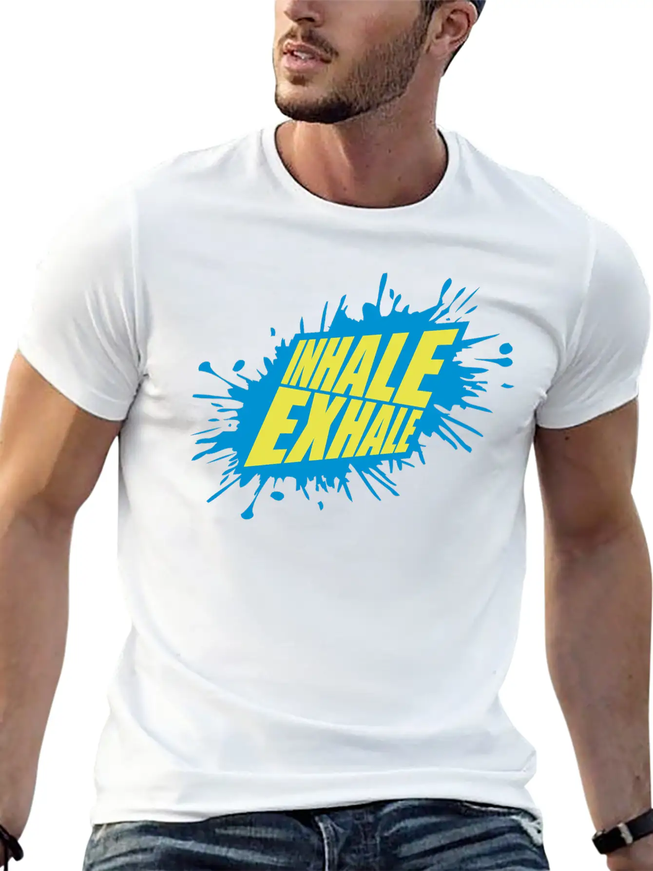 Inhale Exhale Yoga Quote Classic Cotton Tee – Unisex Comfort For Any Season