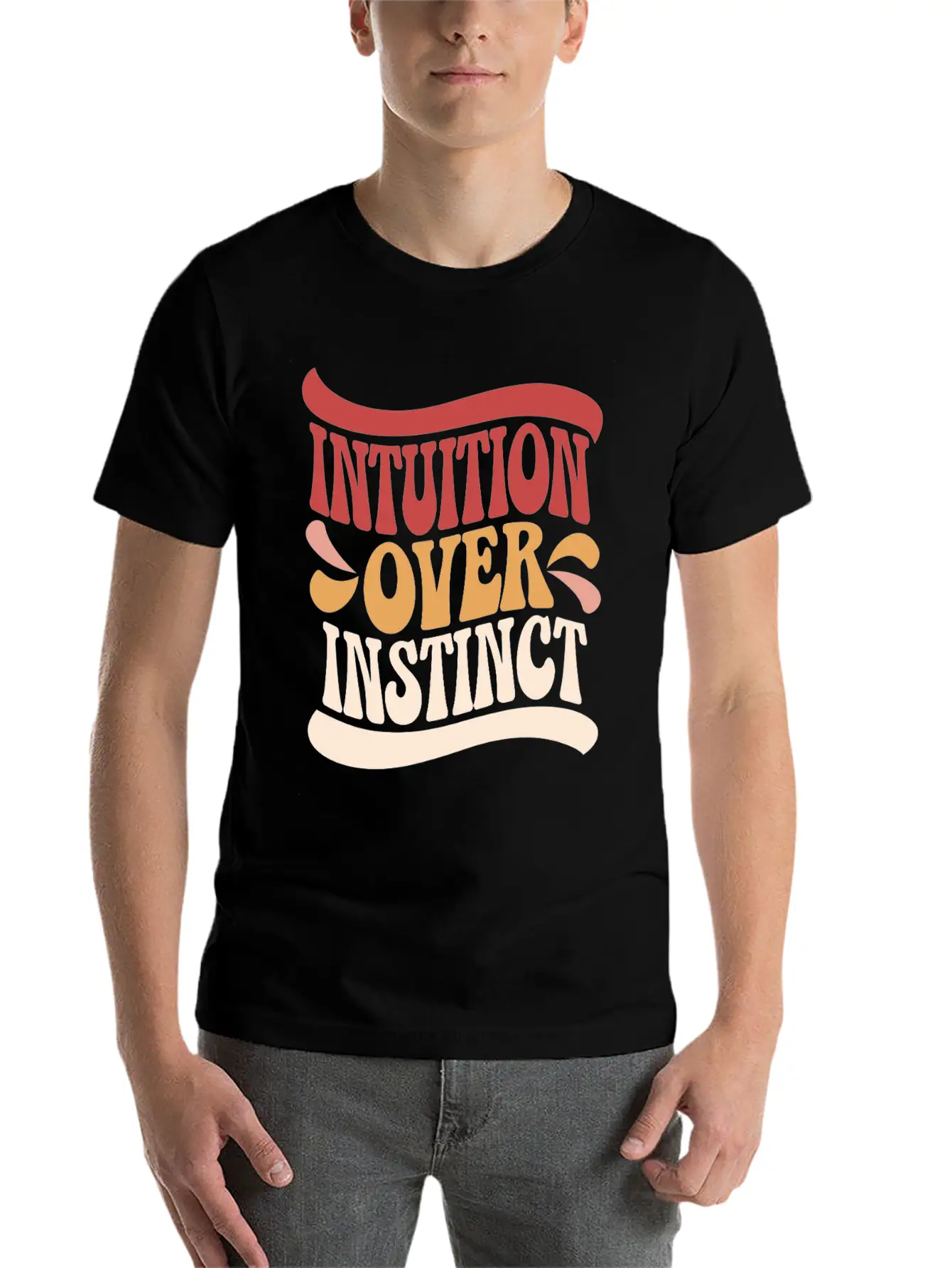 Inspiring Spirituality Quote Intuition Over Unisex Casual T-Shirt – Clean Design For Daily Comfort