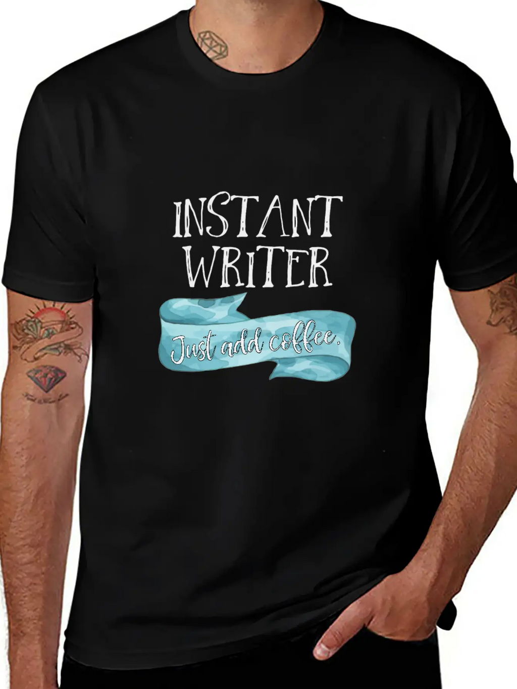 Instant Writer Just Add Coffee Author Novelist Sto Basic Graphic T-Shirt – Daily Comfort In Soft Cotton