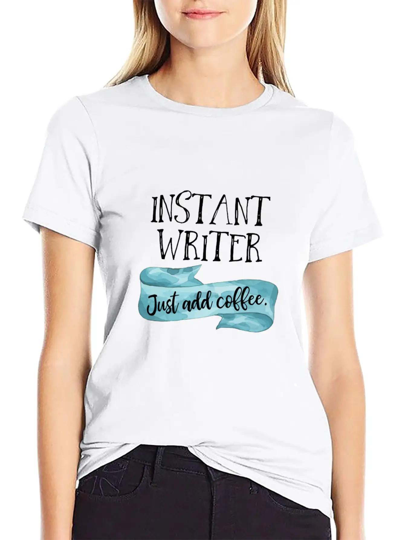 Instant Writer Just Add Coffee Author Novelist Sto Basic Graphic T-Shirt – Daily Comfort In Soft Cotton