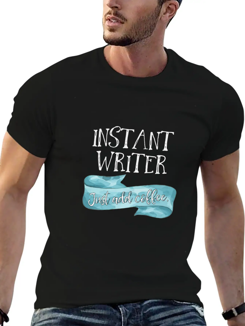 Instant Writer Just Add Coffee Author Novelist Sto Basic Graphic T-Shirt – Daily Comfort In Soft Cotton