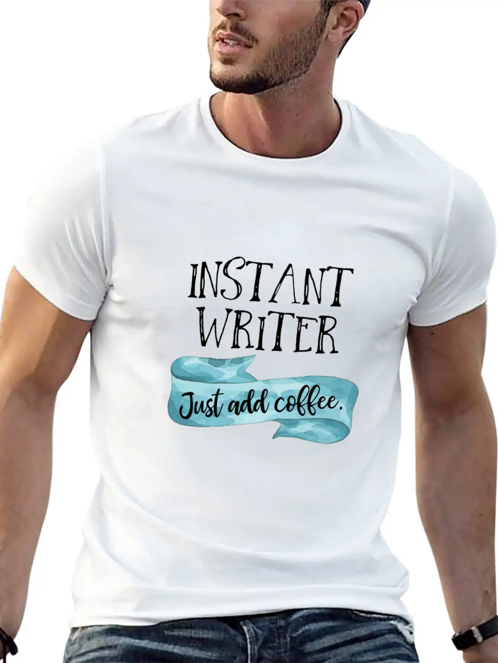 Instant Writer Just Add Coffee Author Novelist Sto Basic Graphic T-Shirt – Daily Comfort In Soft Cotton