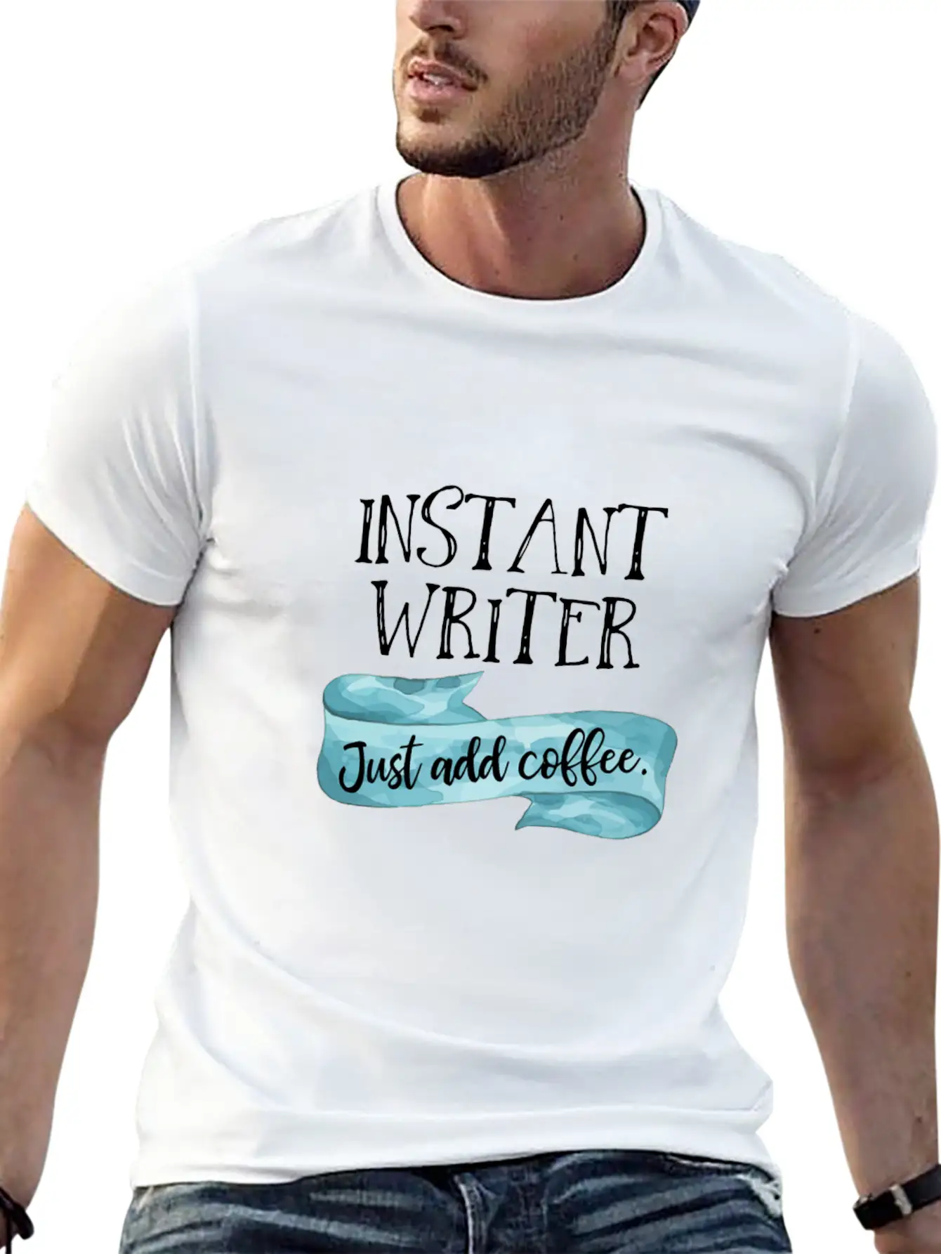 Instant Writer Just Add Coffee Author Novelist Sto Basic Graphic T-Shirt – Daily Comfort In Soft Cotton
