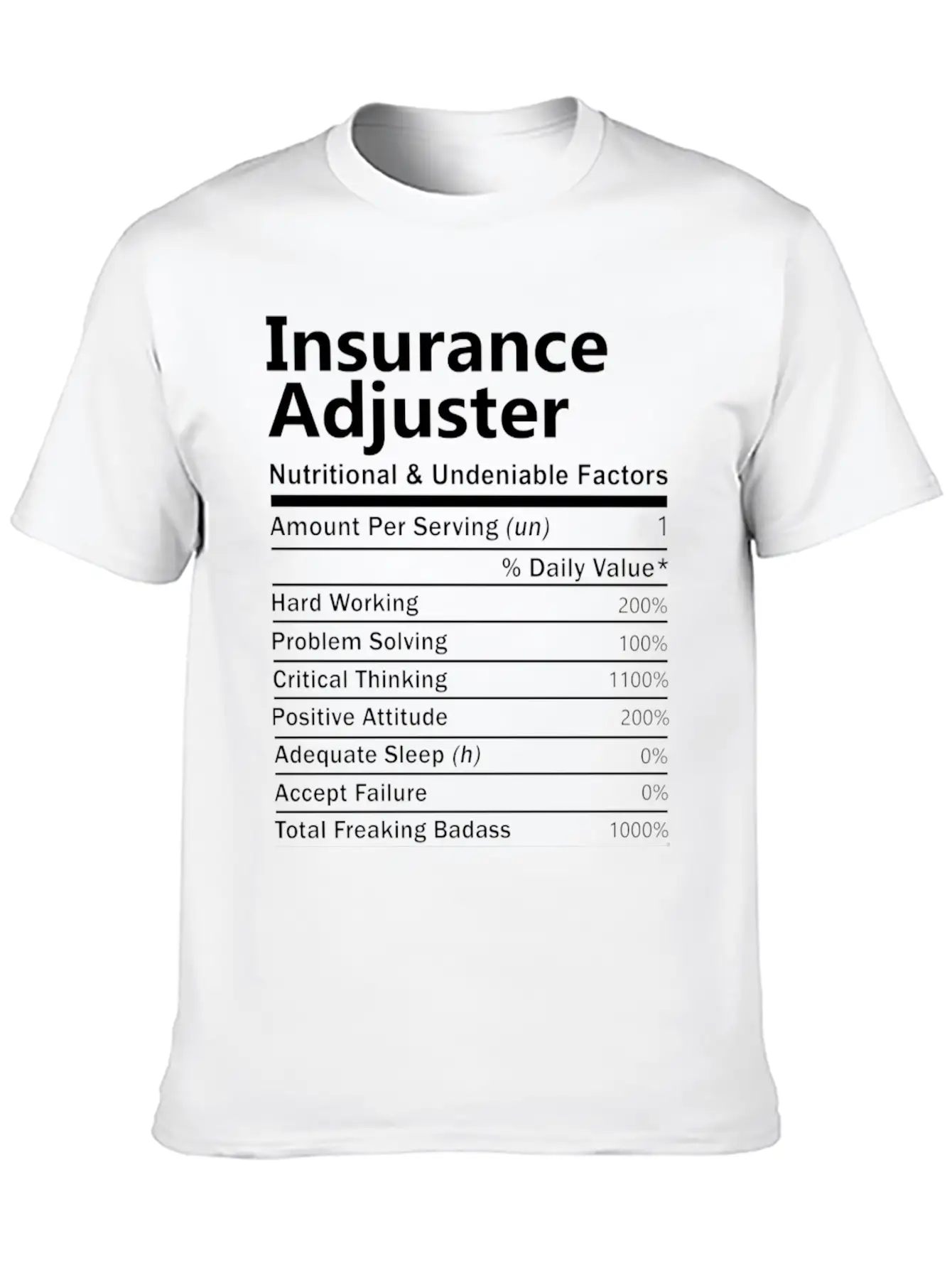 Insurance Adjuster T Shirt - Nutritional And Unden Stylish Everyday T-Shirt – Unisex Basic Cotton Tee