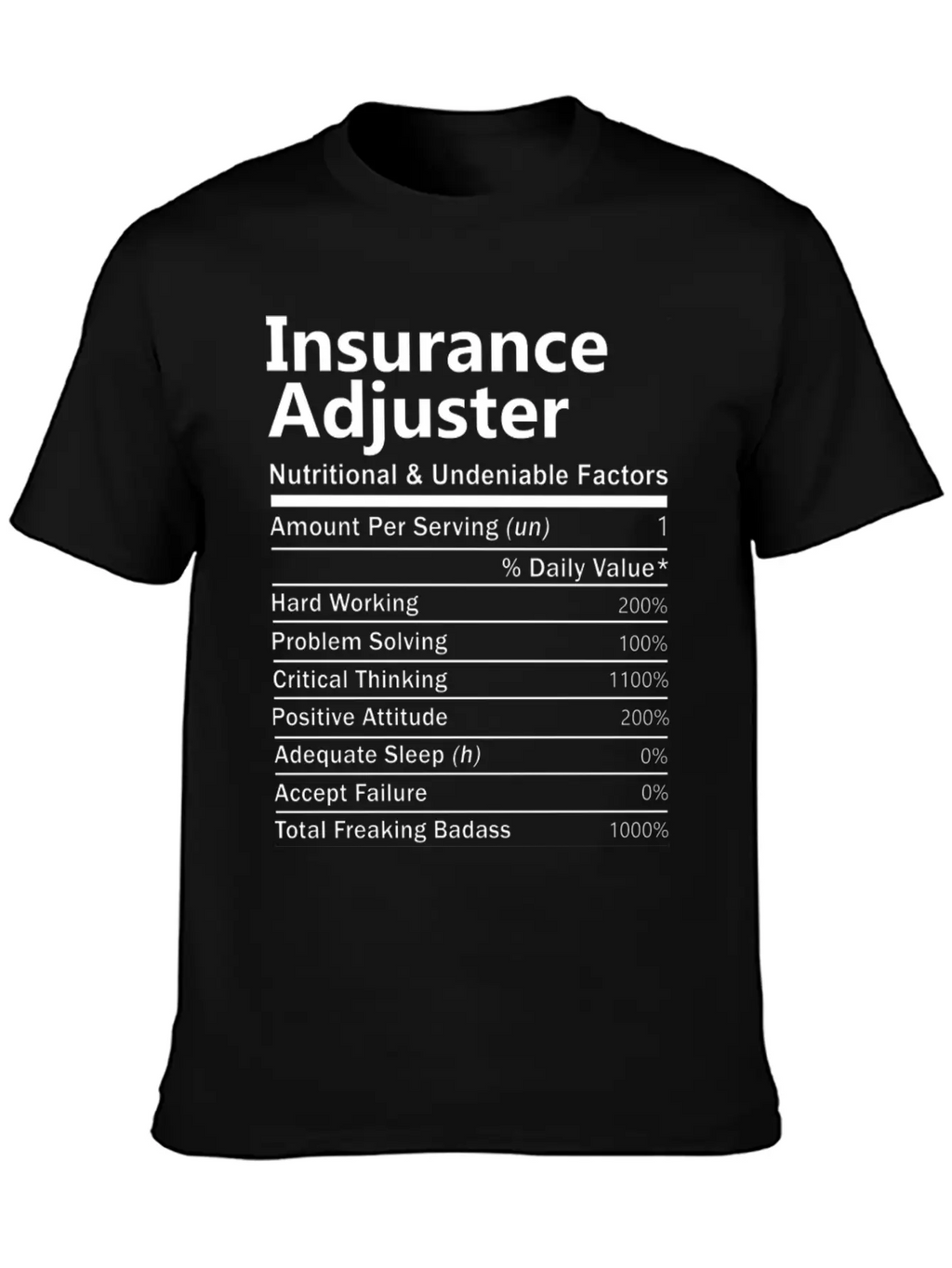 Insurance Adjuster T Shirt - Nutritional And Unden Stylish Everyday T-Shirt – Unisex Basic Cotton Tee