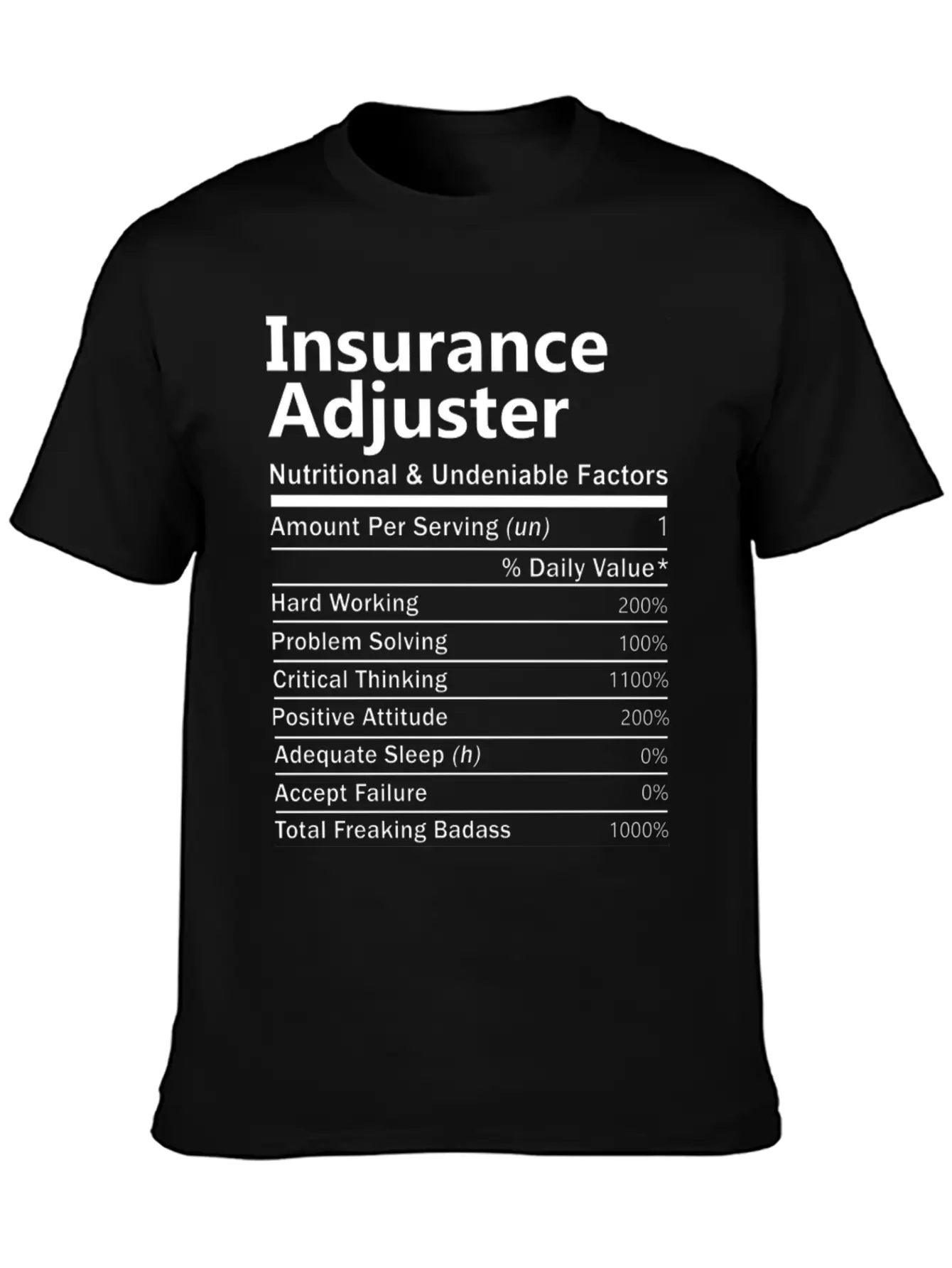 Insurance Adjuster T Shirt - Nutritional And Unden Stylish Everyday T-Shirt – Unisex Basic Cotton Tee