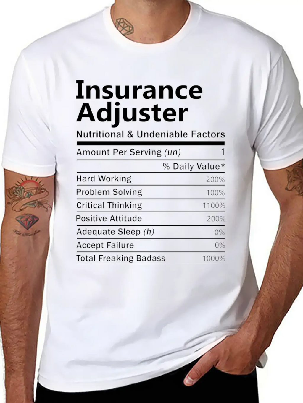 Insurance Adjuster T Shirt - Nutritional And Unden Stylish Everyday T-Shirt – Unisex Basic Cotton Tee