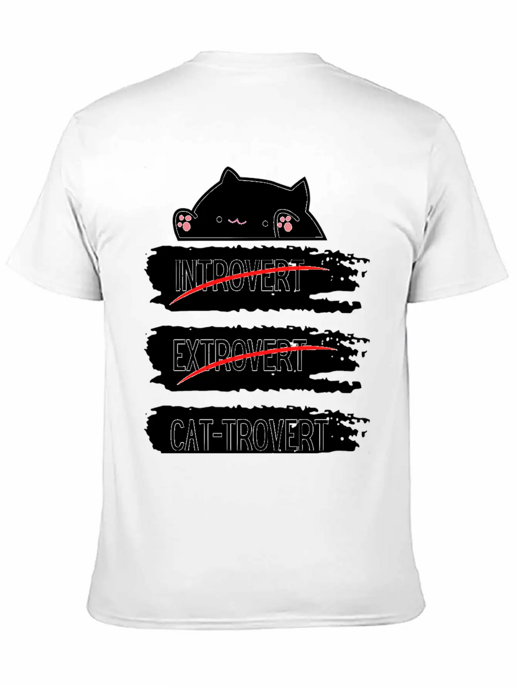 Introvert Extrovert Cat Trovert Funny Distressed Classic Cotton Tee – Unisex Comfort For Any Season