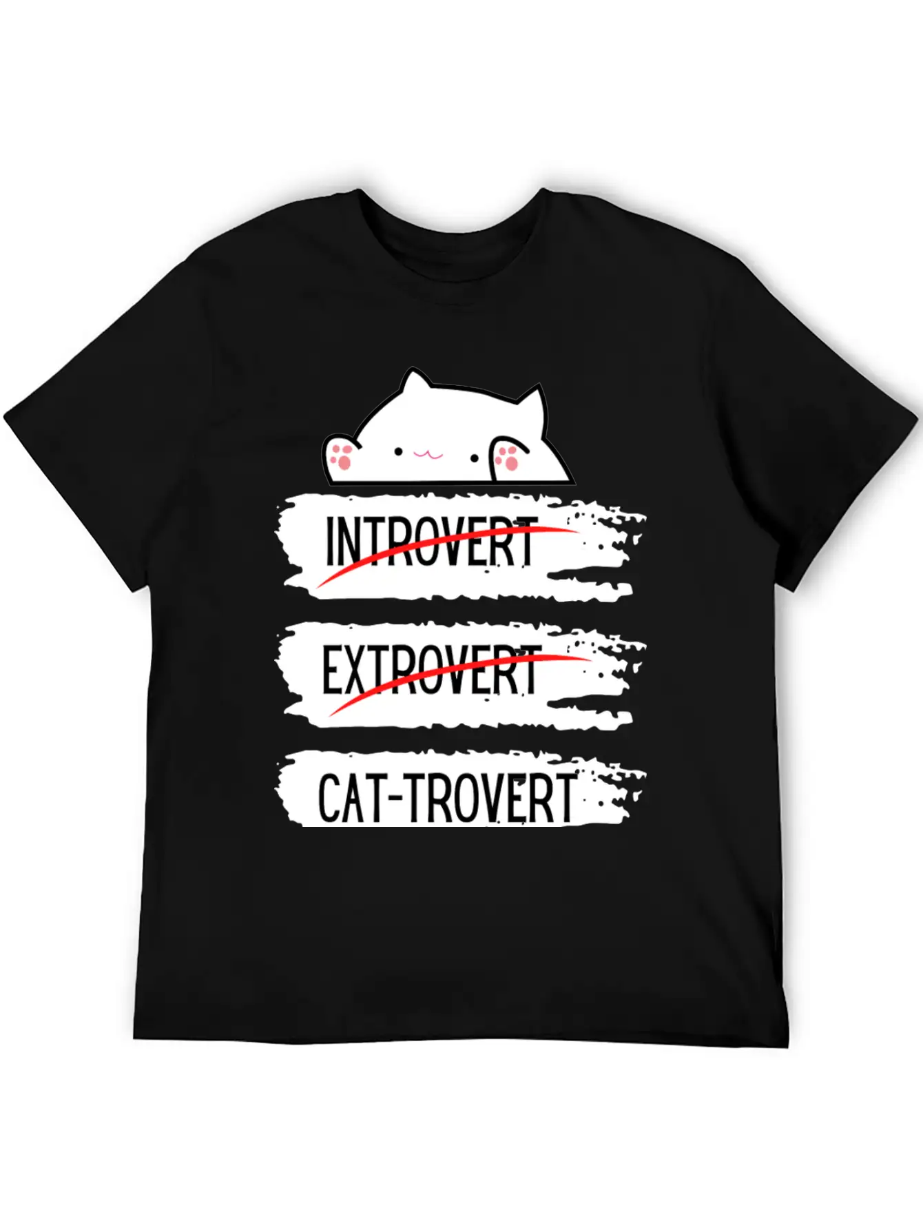 Introvert Extrovert Cat Trovert Funny Distressed Classic Cotton Tee – Unisex Comfort For Any Season