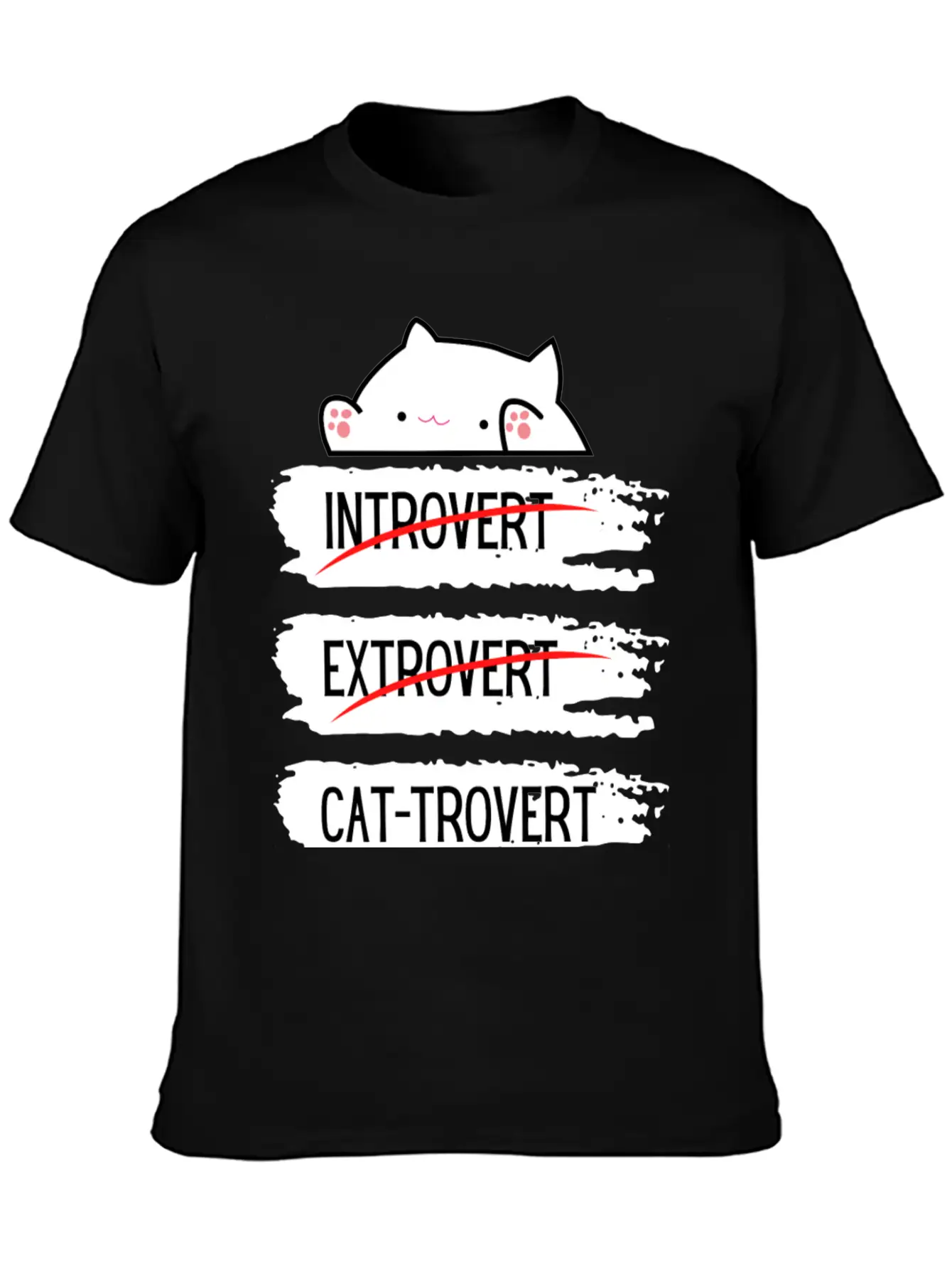 Introvert Extrovert Cat Trovert Funny Distressed Classic Cotton Tee – Unisex Comfort For Any Season