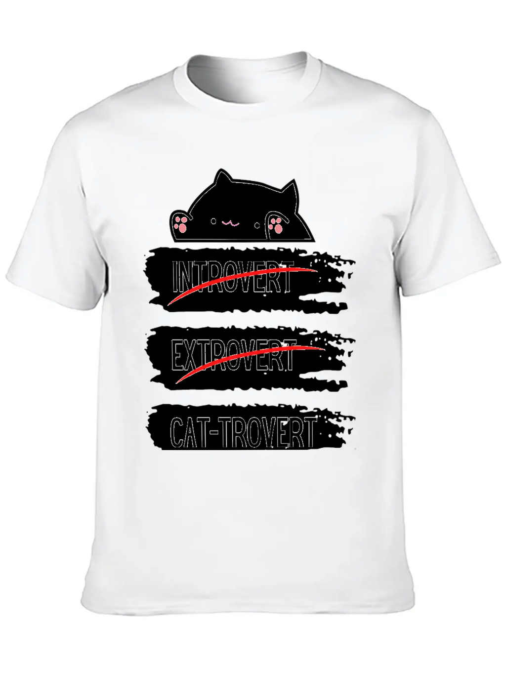 Introvert Extrovert Cat Trovert Funny Distressed Classic Cotton Tee – Unisex Comfort For Any Season