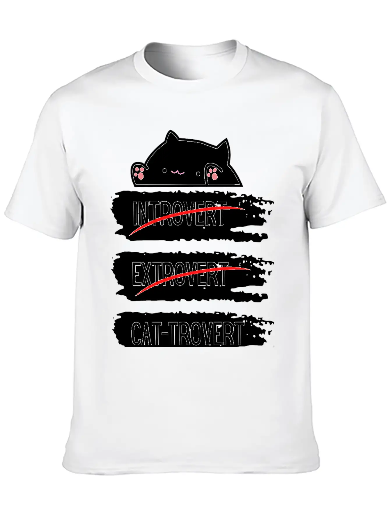 Introvert Extrovert Cat Trovert Funny Distressed Classic Cotton Tee – Unisex Comfort For Any Season