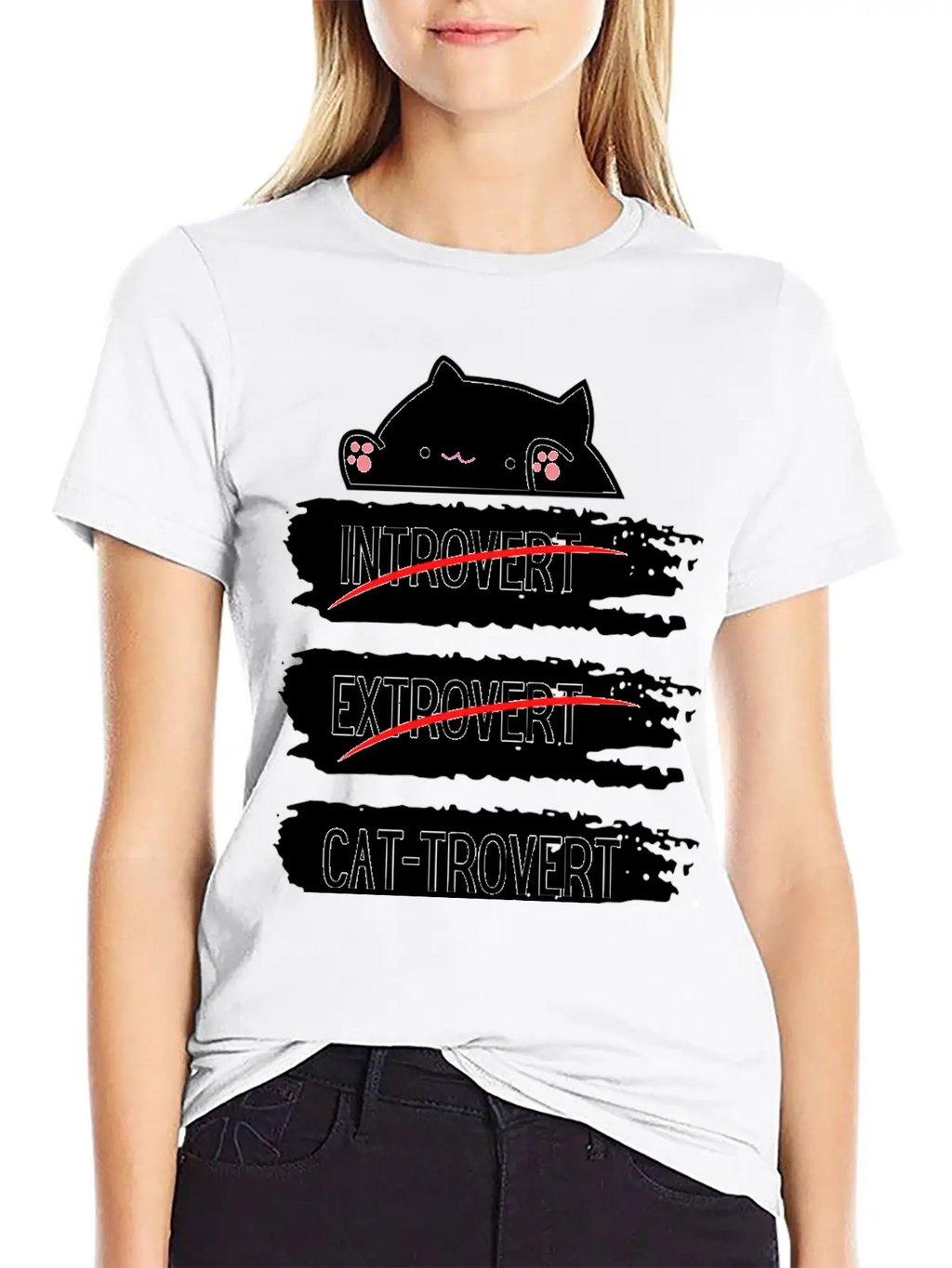 Introvert Extrovert Cat Trovert Funny Distressed Classic Cotton Tee – Unisex Comfort For Any Season