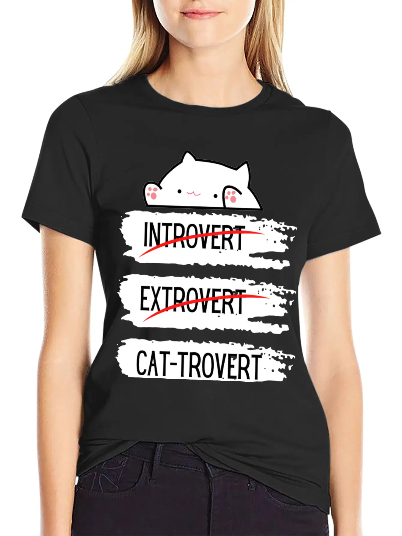 Introvert Extrovert Cat Trovert Funny Distressed Classic Cotton Tee – Unisex Comfort For Any Season