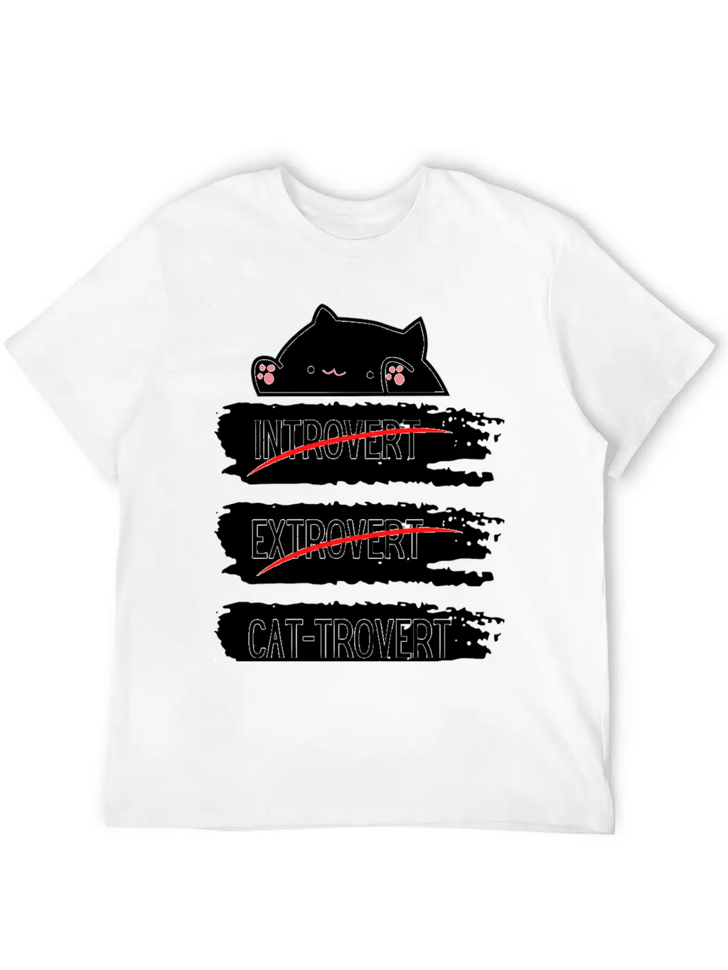 Introvert Extrovert Cat Trovert Funny Distressed Classic Cotton Tee – Unisex Comfort For Any Season