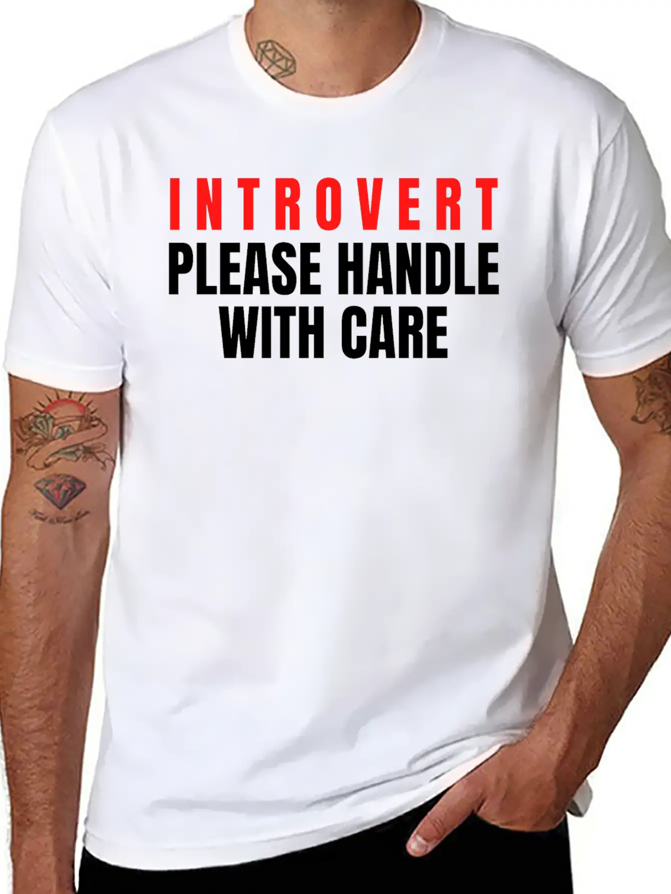 Introvert Please Handle With Care Essential Cotton Tee For Daily Outfits – Unisex Style