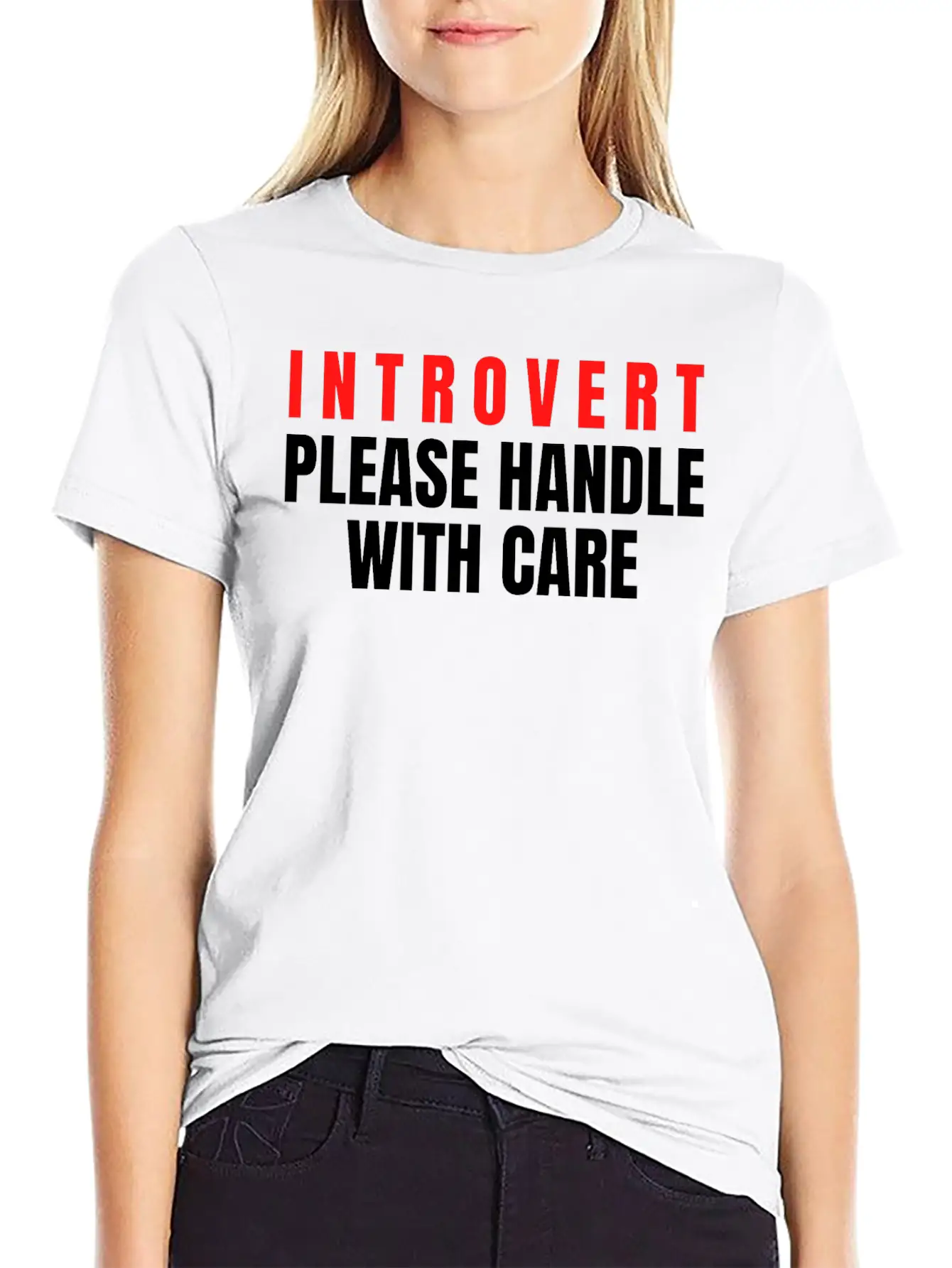 Introvert Please Handle With Care Essential Cotton Tee For Daily Outfits – Unisex Style