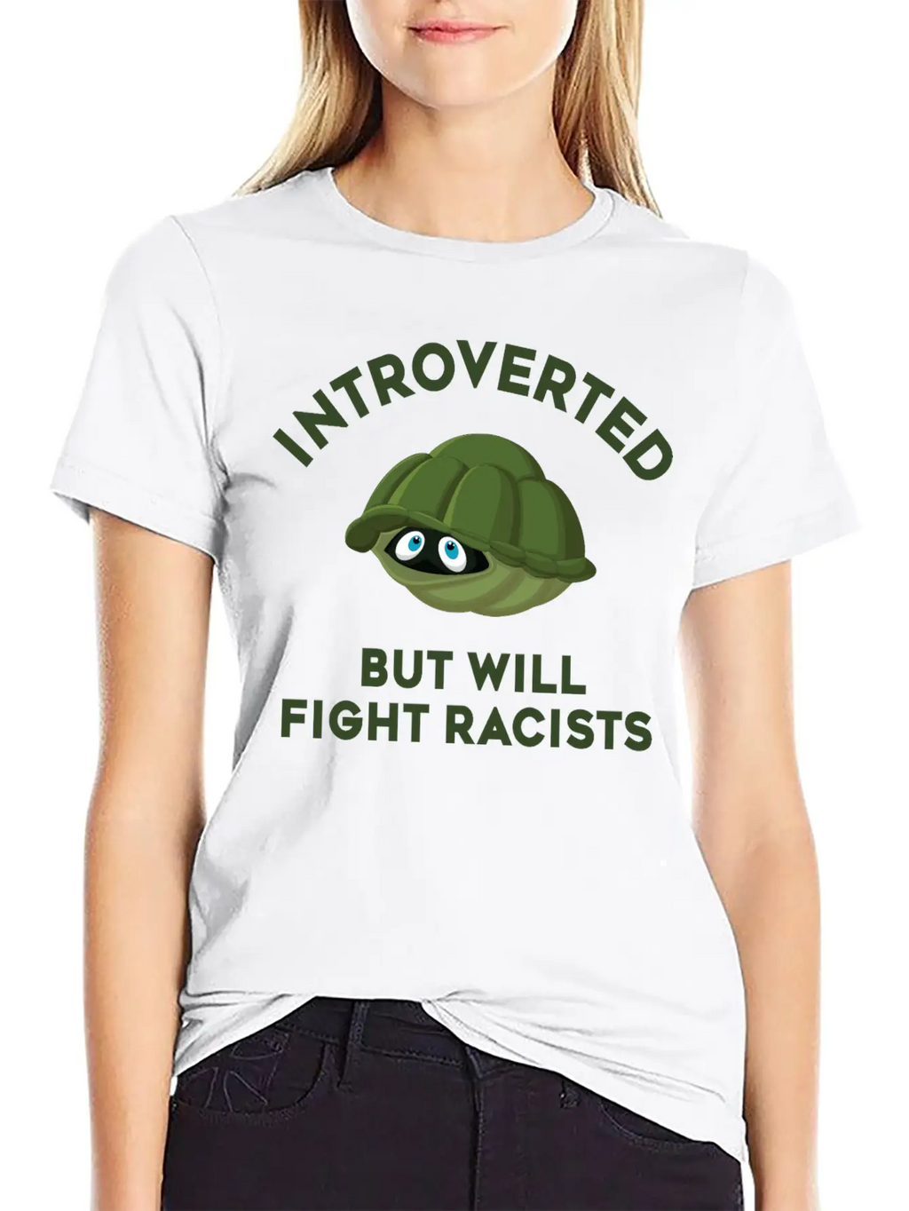 Introverted But Will Fight Racism Breathable Soft Cotton T-Shirt – Timeless Casual Look