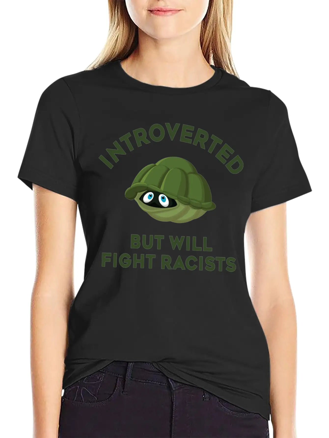 Introverted But Will Fight Racism Breathable Soft Cotton T-Shirt – Timeless Casual Look