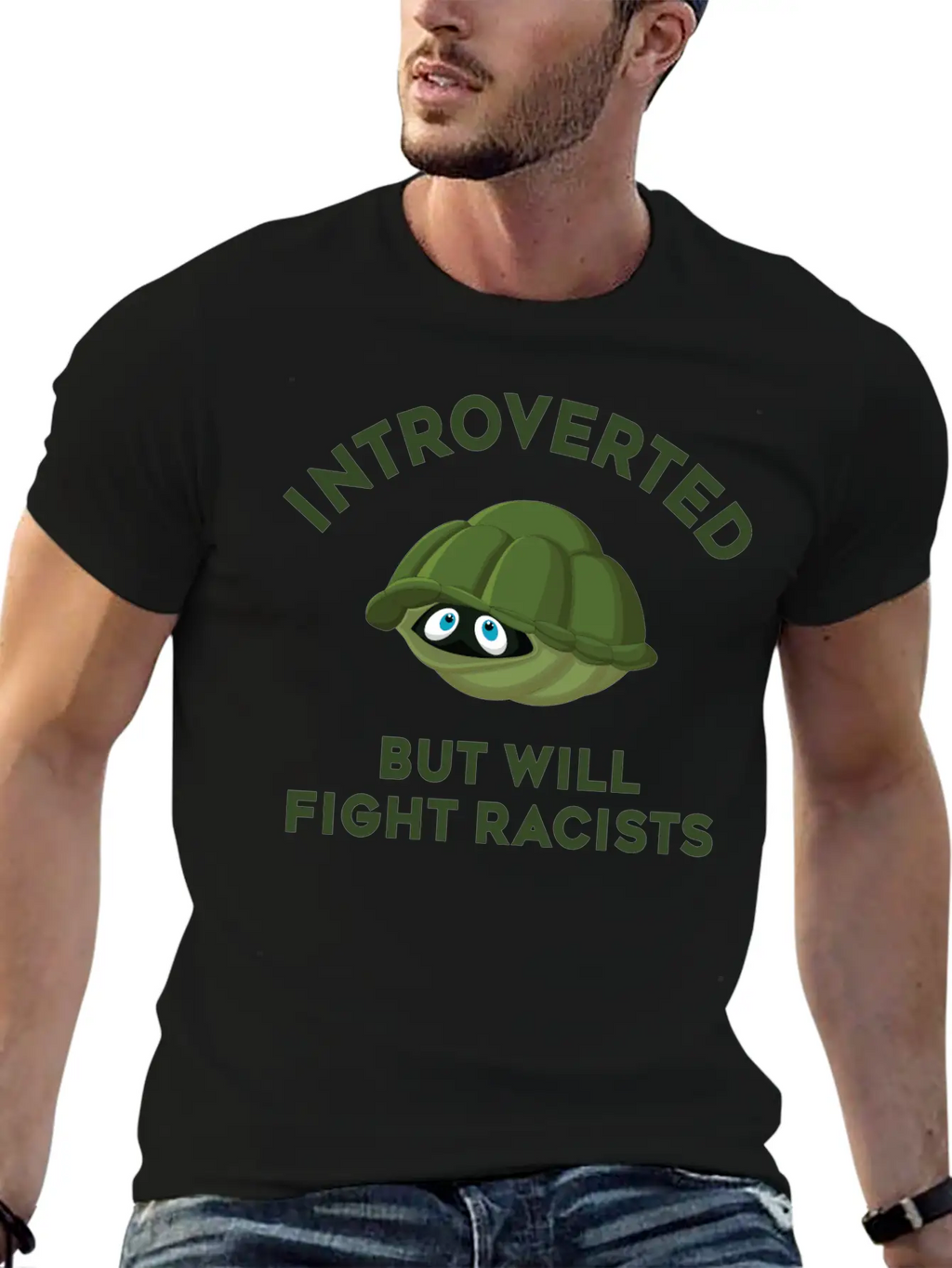 Introverted But Will Fight Racism Breathable Soft Cotton T-Shirt – Timeless Casual Look