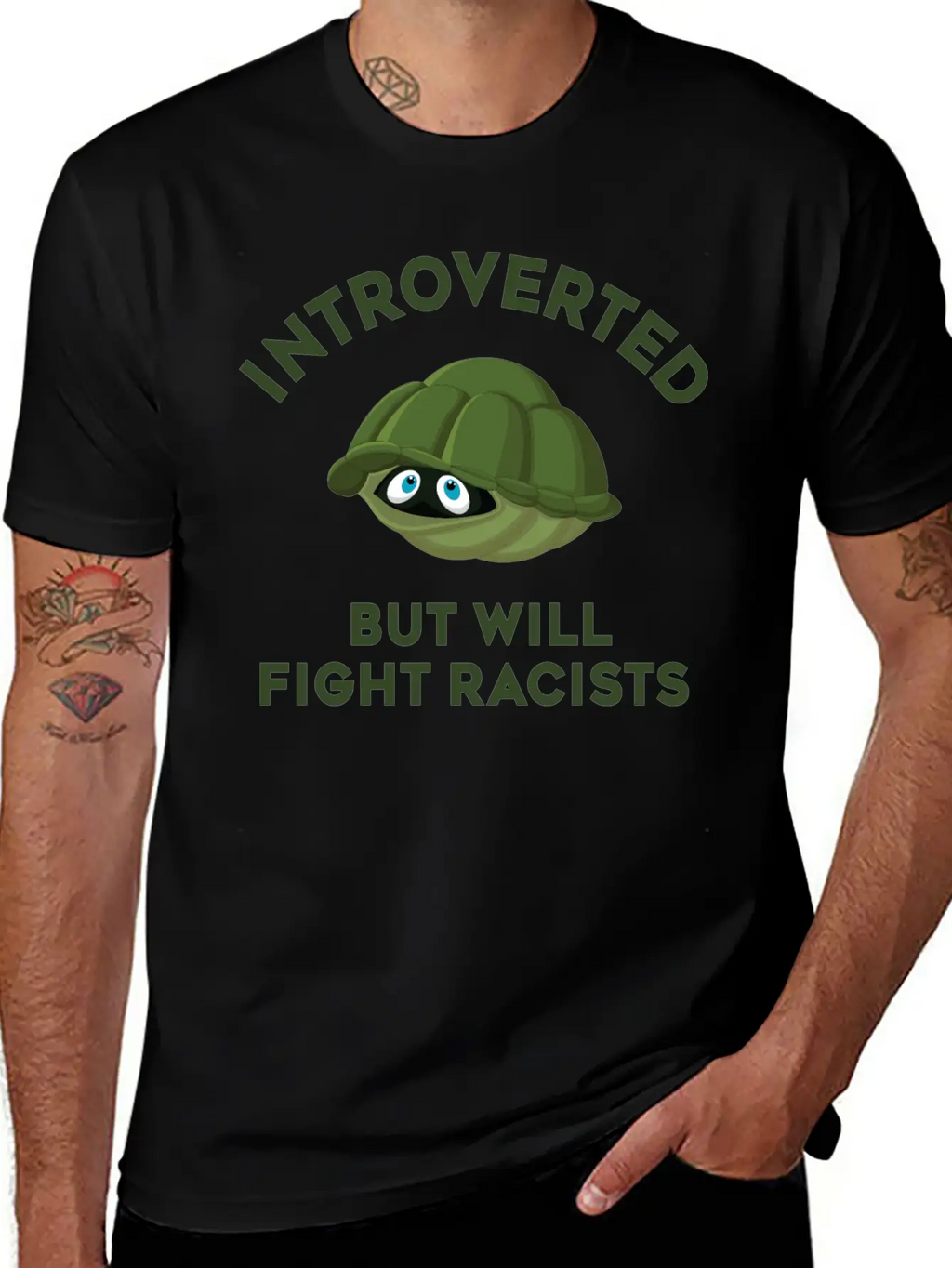 Introverted But Will Fight Racism Stylish Everyday T-Shirt – Unisex Basic Cotton Tee