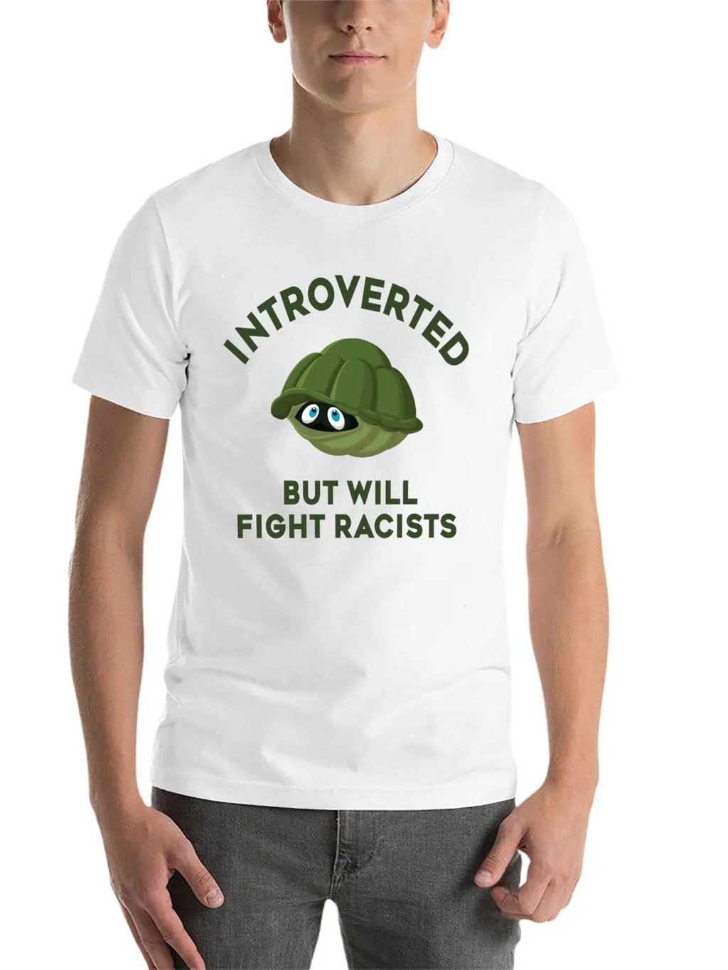 Introverted But Will Fight Racism Stylish Everyday T-Shirt – Unisex Basic Cotton Tee