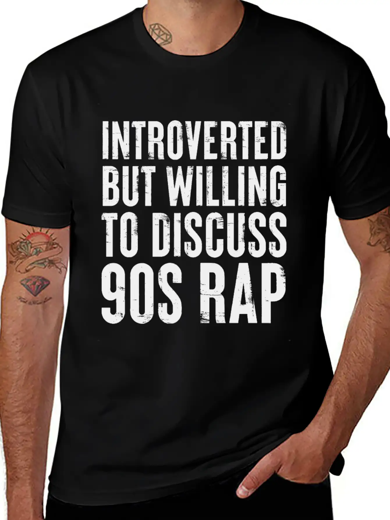 Introverted But Willing To Discuss 90s Rap Retro Basic Graphic T-Shirt – Daily Comfort In Soft Cotton