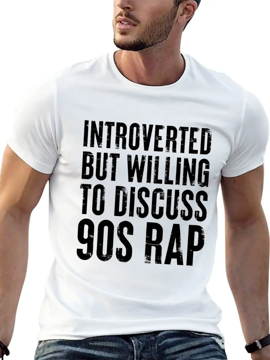 Introverted But Willing To Discuss 90s Rap Retro Basic Graphic T-Shirt – Daily Comfort In Soft Cotton