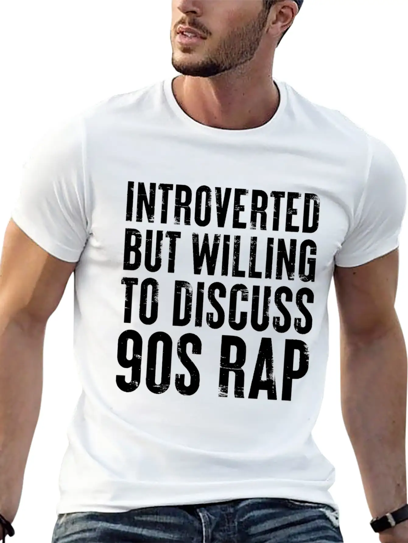 Introverted But Willing To Discuss 90s Rap Retro Basic Graphic T-Shirt – Daily Comfort In Soft Cotton