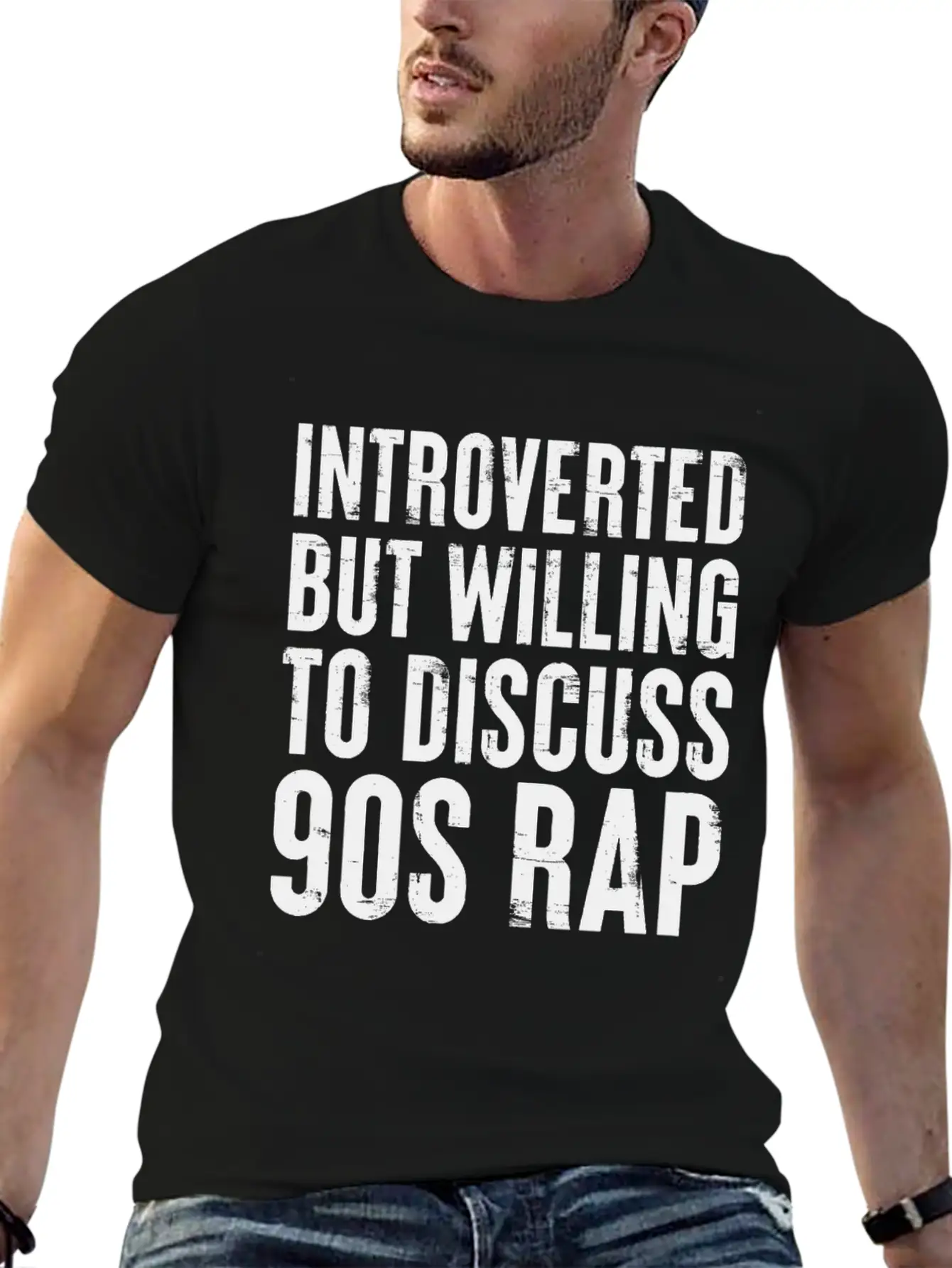 Introverted But Willing To Discuss 90s Rap Retro Basic Graphic T-Shirt – Daily Comfort In Soft Cotton