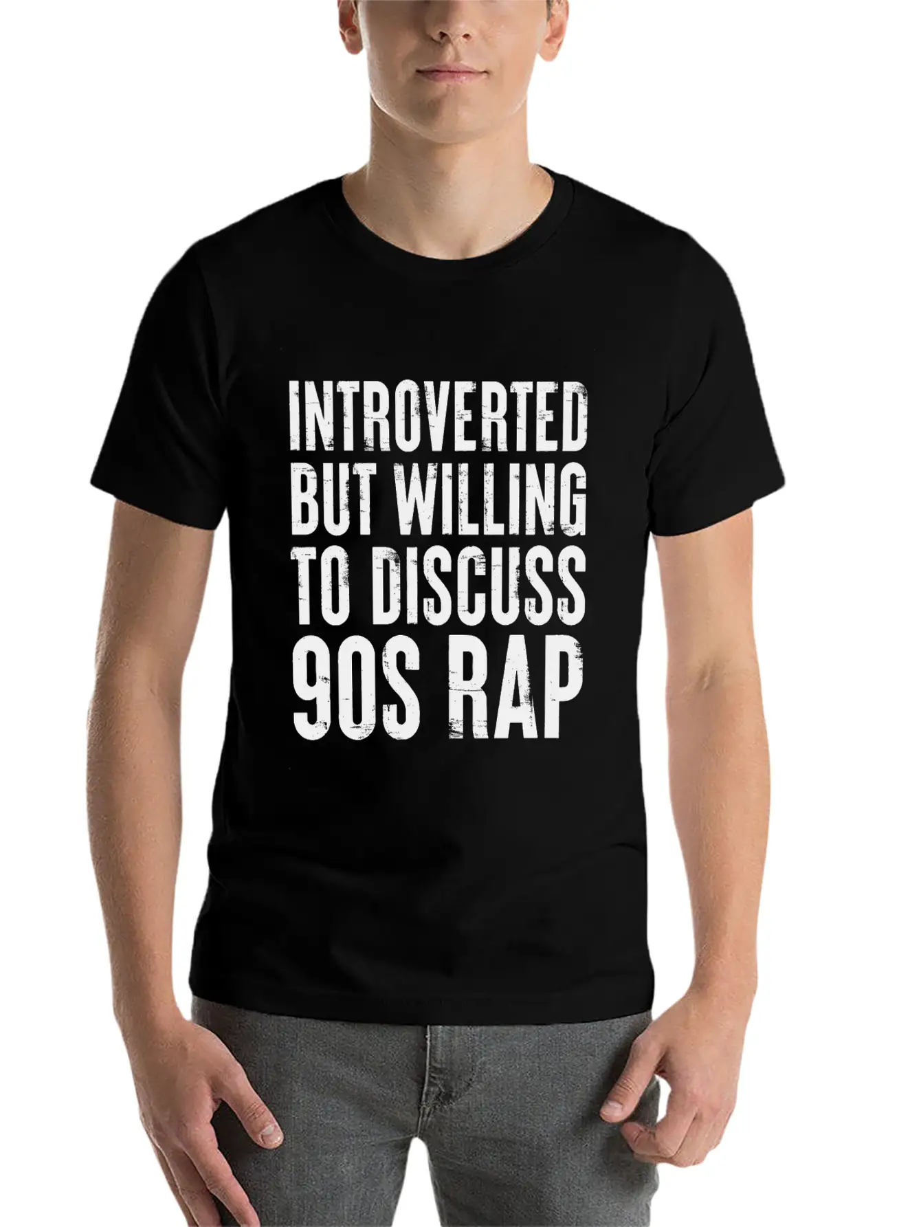 Introverted But Willing To Discuss 90s Rap Retro Basic Graphic T-Shirt – Daily Comfort In Soft Cotton