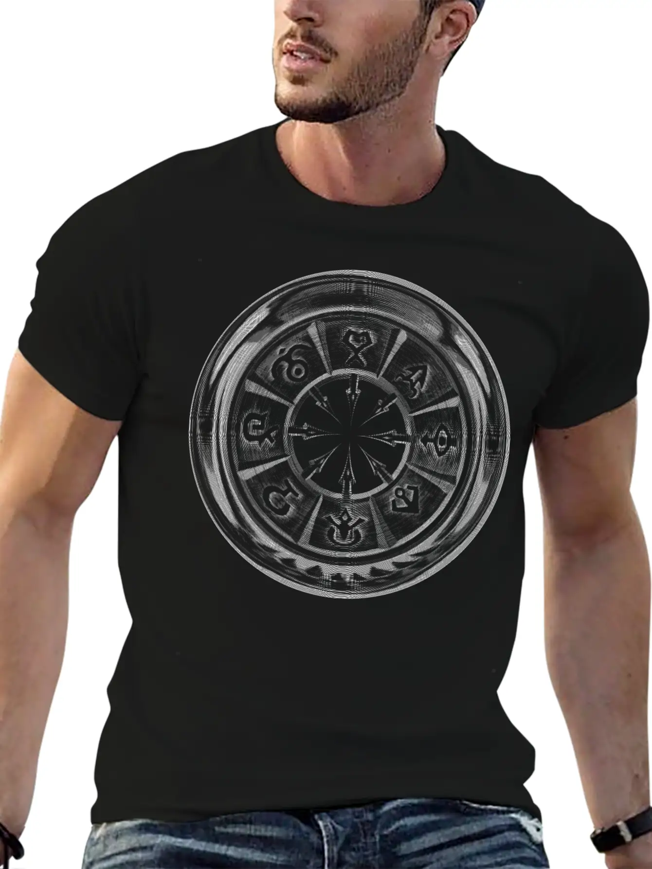 Inverted Chaos Symbol Breathable Graphic T-Shirt – Perfect For Casual Days