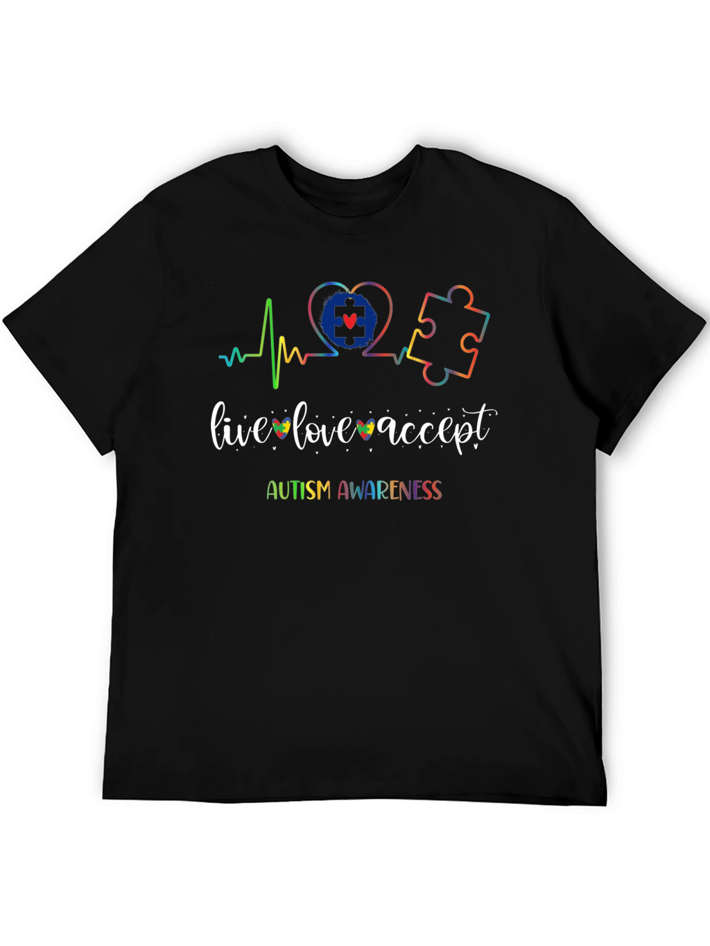Autism Awareness T-Shirt - Live Love Accept Design