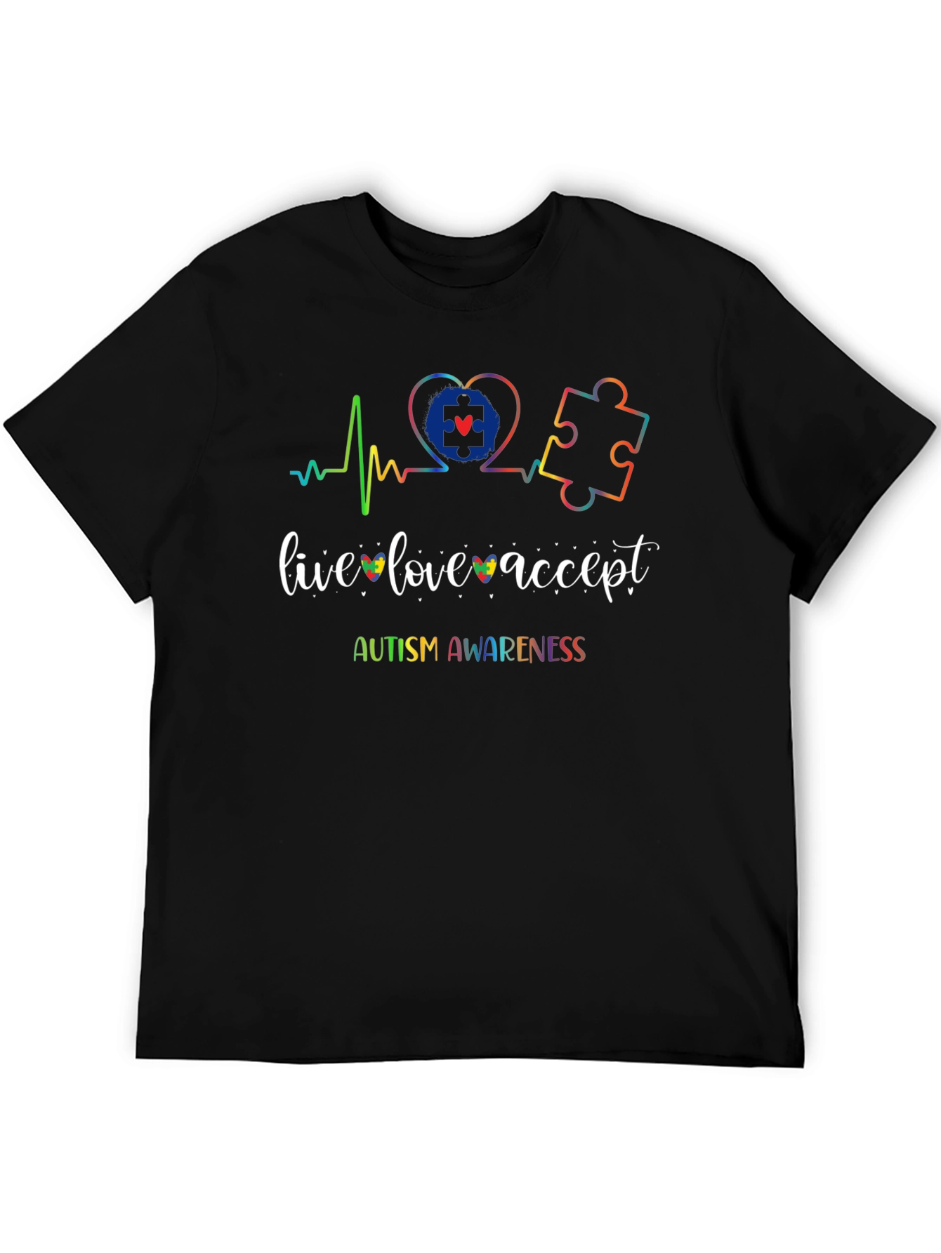 Autism Awareness T-Shirt - Live Love Accept Design