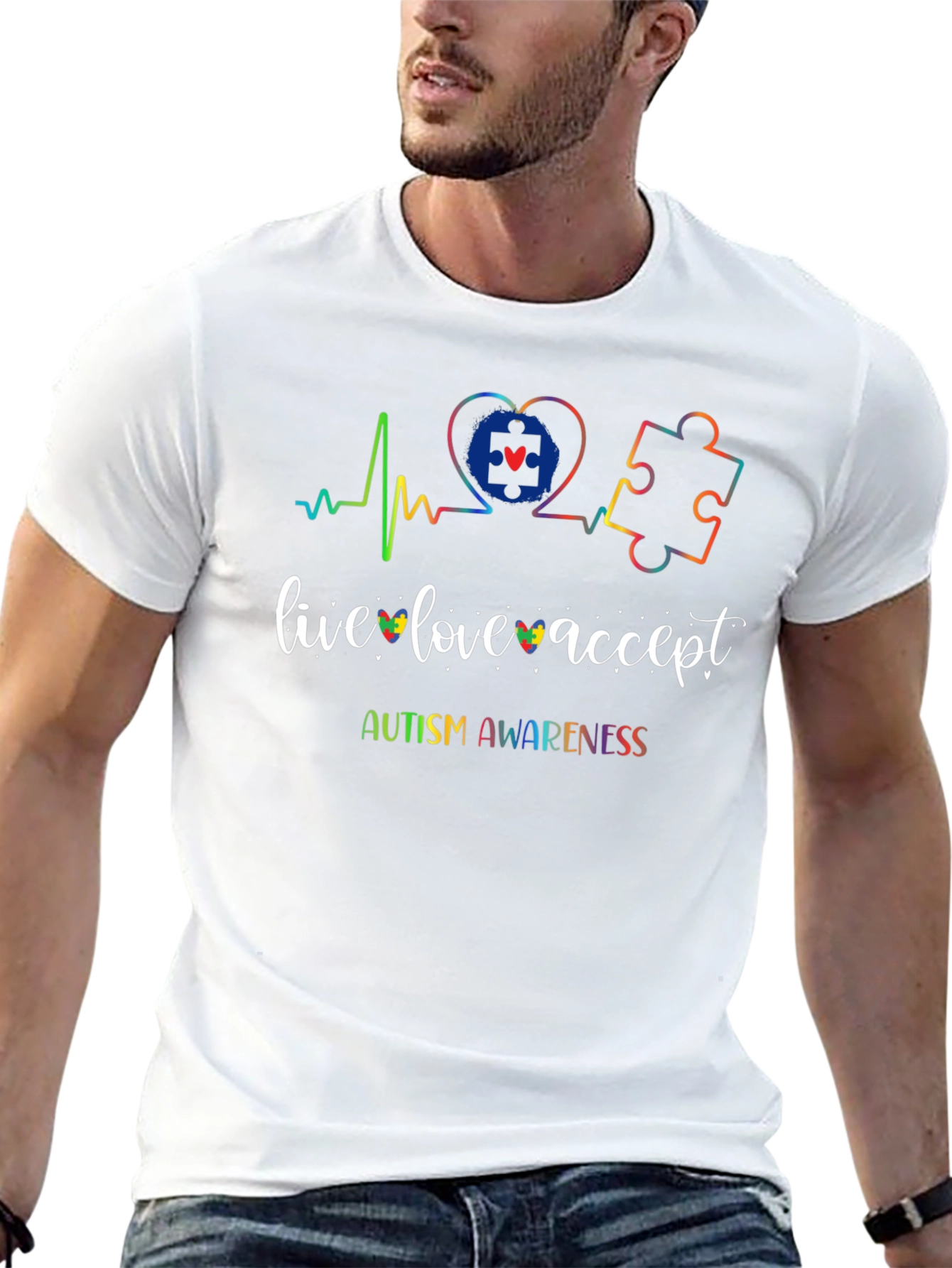 Autism Awareness T-Shirt - Live Love Accept Design