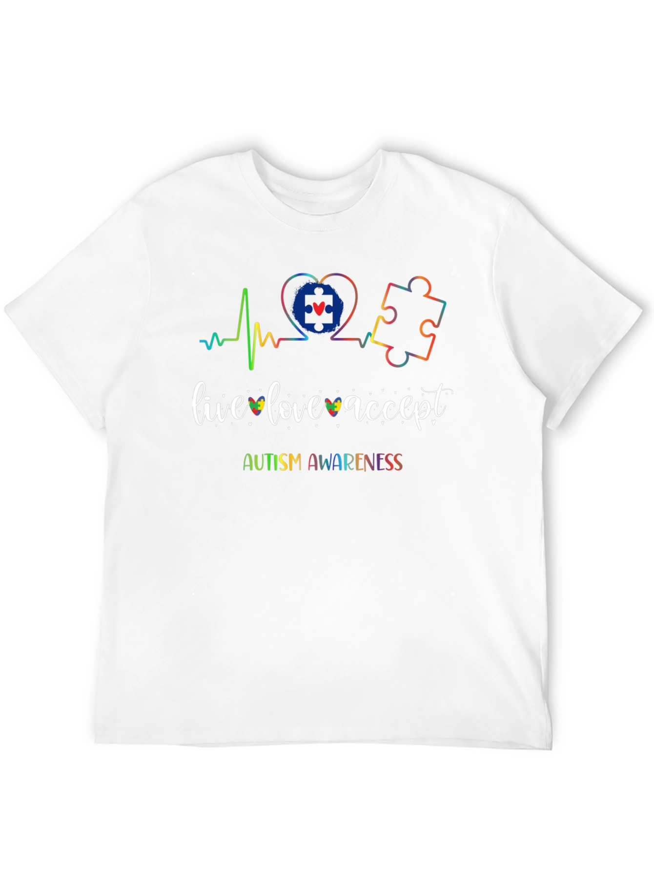 Autism Awareness T-Shirt - Live Love Accept Design