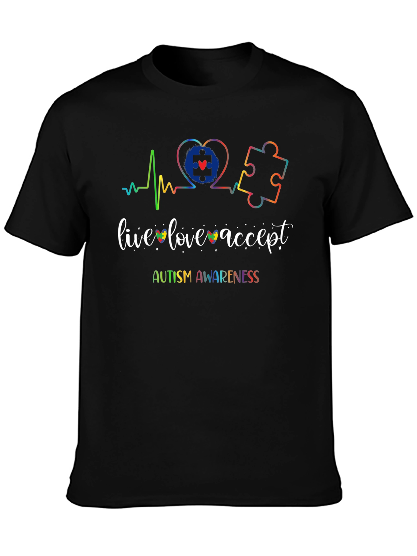 Autism Awareness T-Shirt - Live Love Accept Design