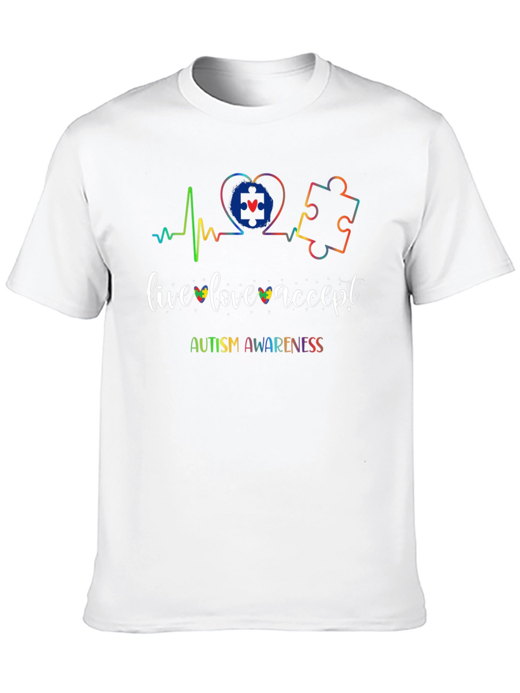 Autism Awareness T-Shirt - Live Love Accept Design