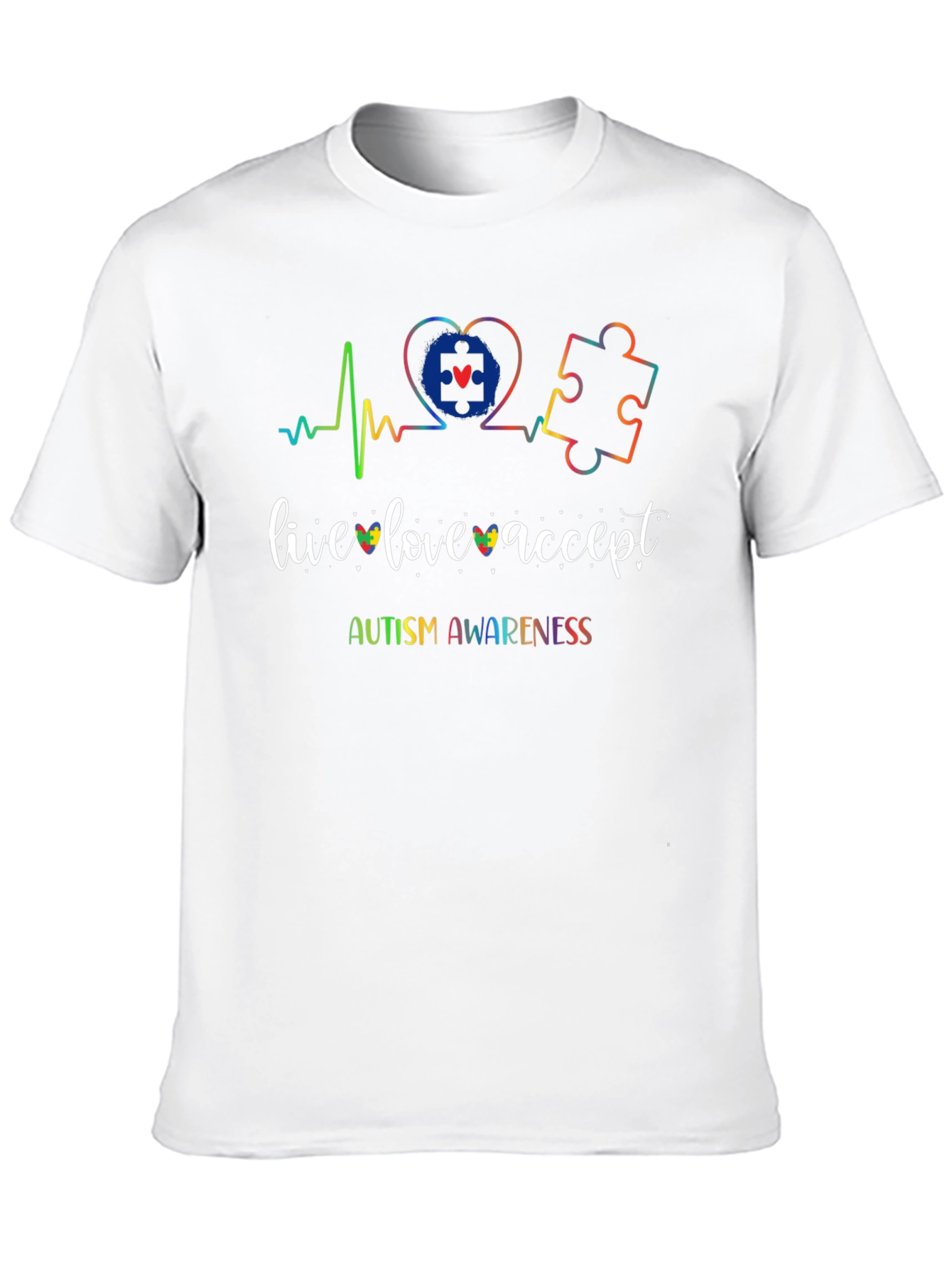 Autism Awareness T-Shirt - Live Love Accept Design