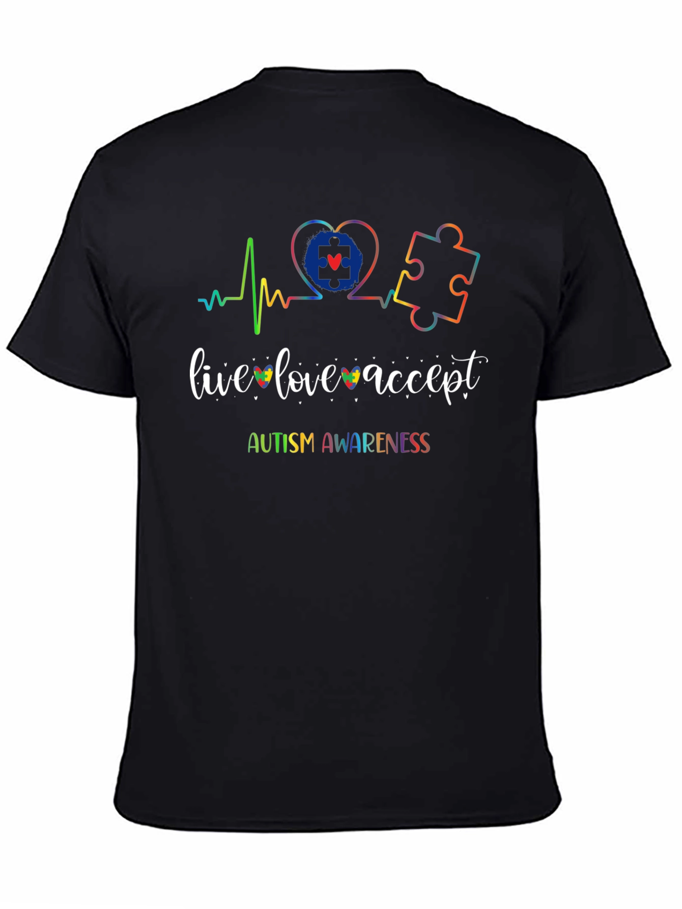 Autism Awareness T-Shirt - Live Love Accept Design