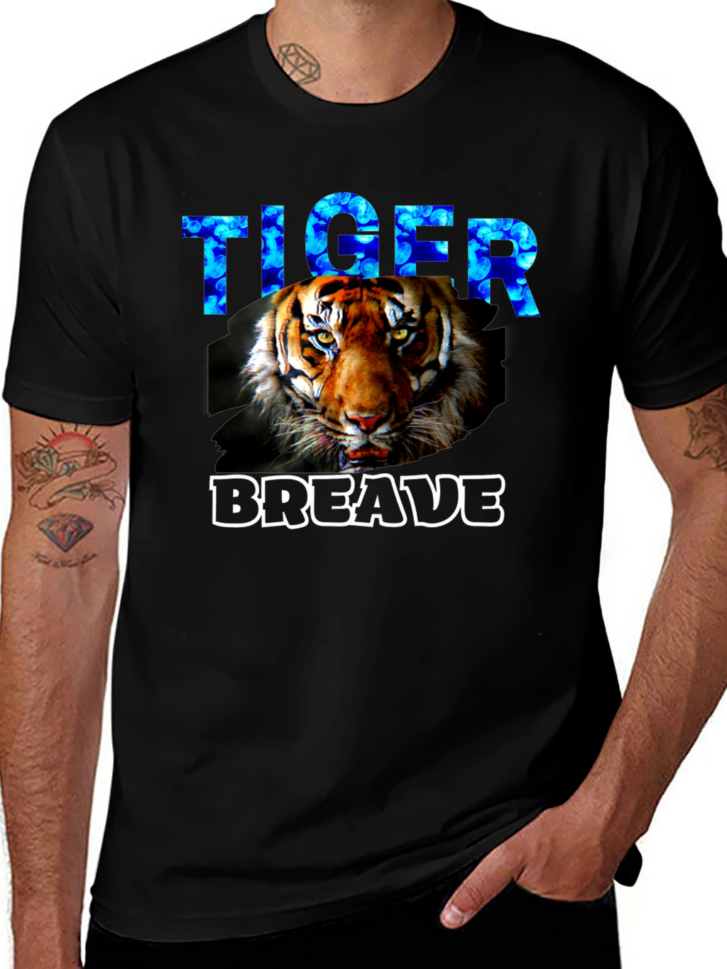 Tiger Brave Graphic T-Shirt - Black