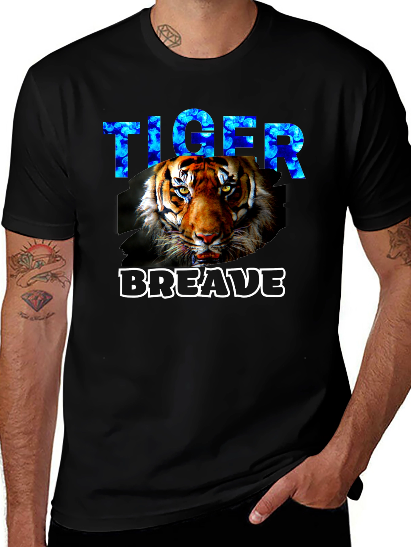 Tiger Brave Graphic T-Shirt - Black