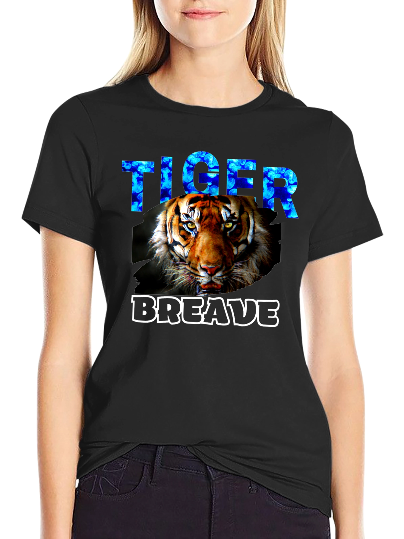 Tiger Brave Graphic T-Shirt - Black