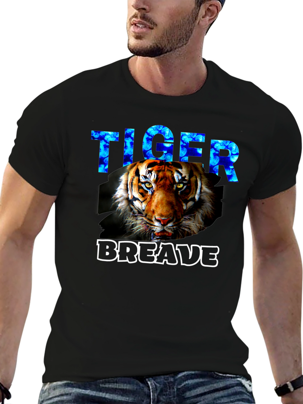 Tiger Brave Graphic T-Shirt - Black