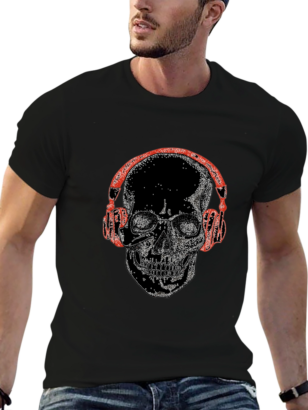 Skull With Headphones Graphic Tee
